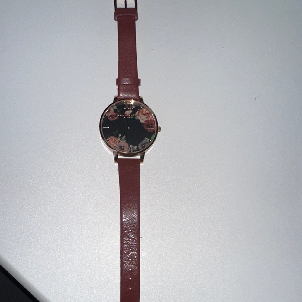 OLIVIA BURTON Floral Black and Brown Watch